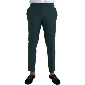 Dolce & Gabbana Green Wool Skinny Slim Dress Pants