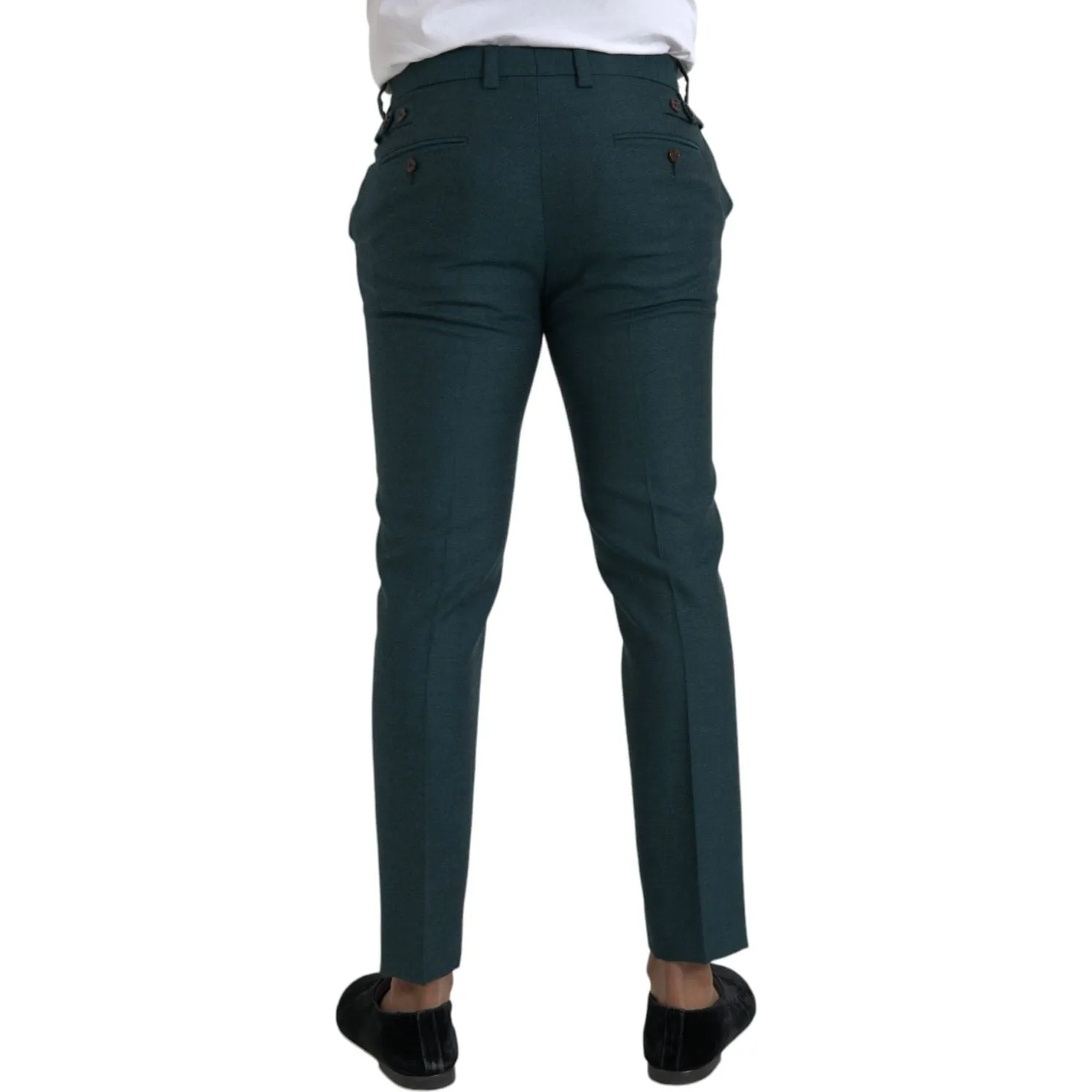 Dolce & Gabbana Green Wool Skinny Slim Dress Pants