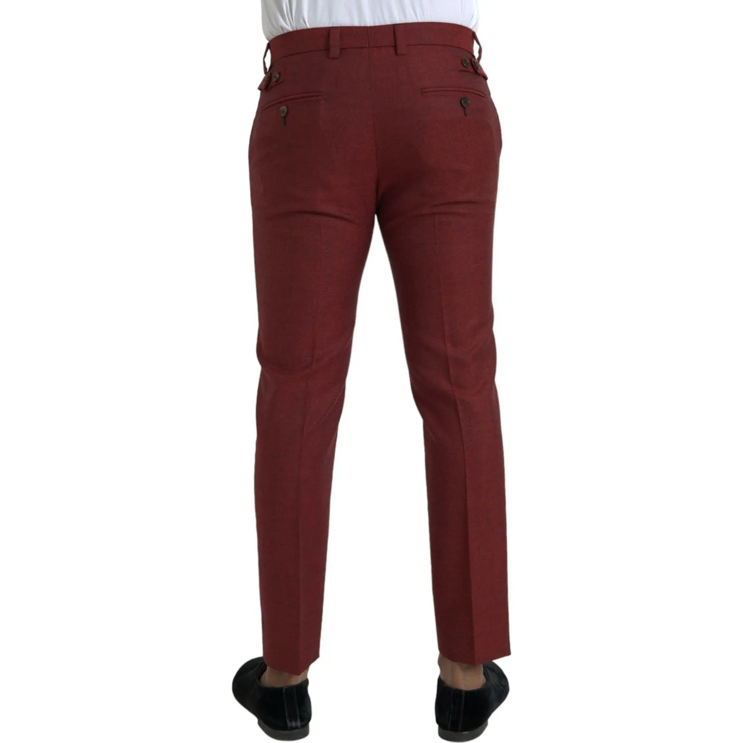 Dolce & Gabbana Maroon Wool Men Skinny Dress Pants