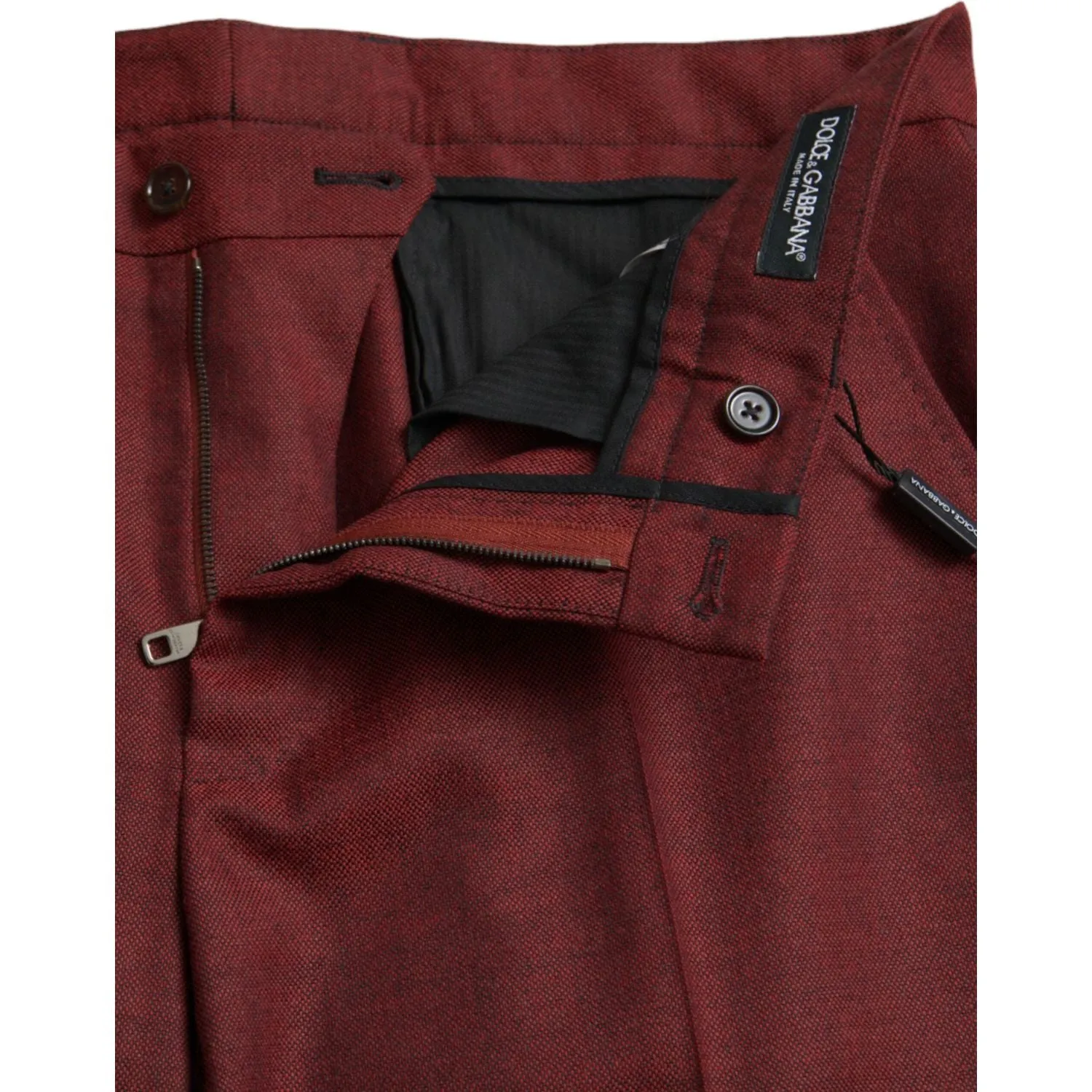 Dolce & Gabbana Maroon Wool Men Skinny Dress Pants