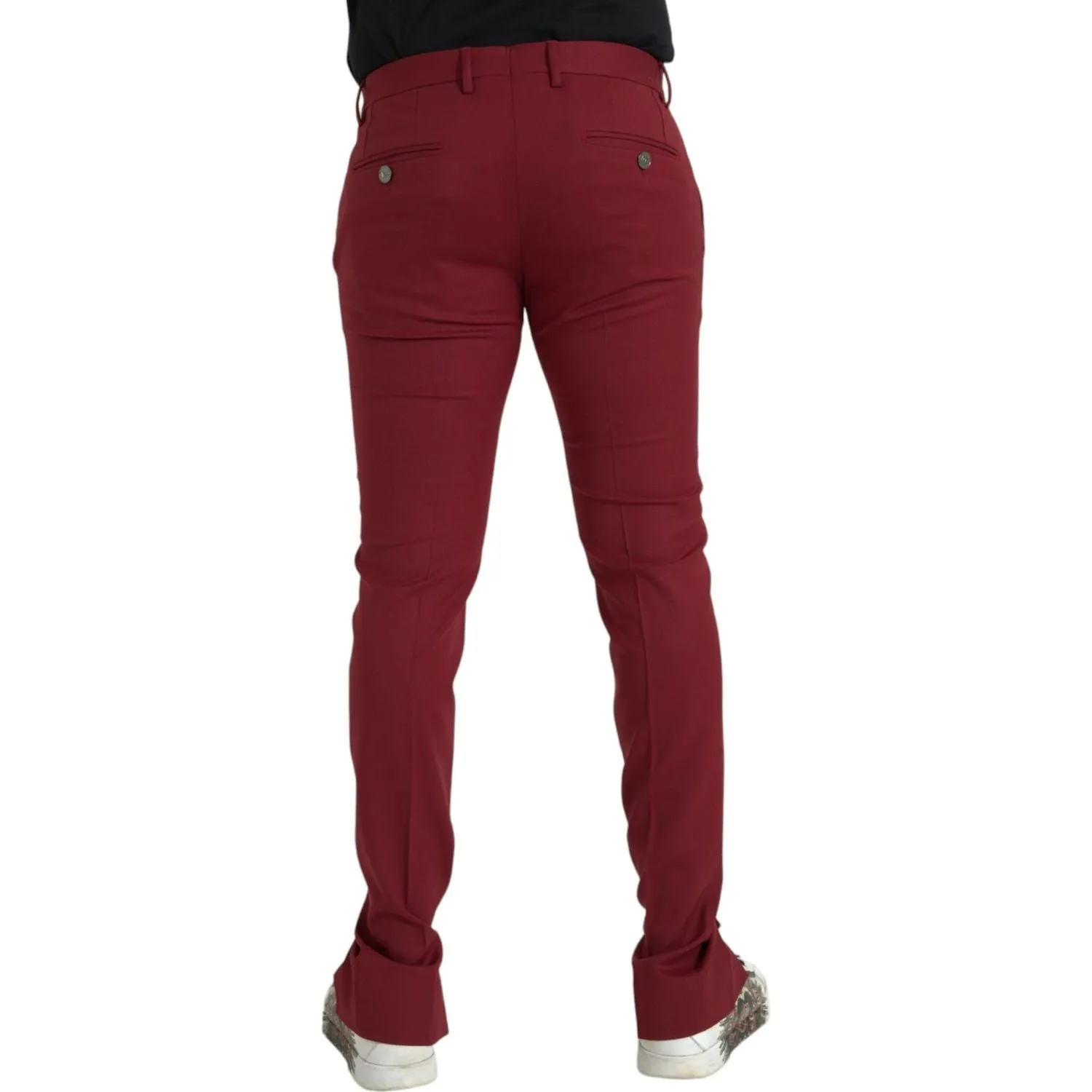 Dolce & Gabbana Red Wool Men Slim Fit Dress Pants