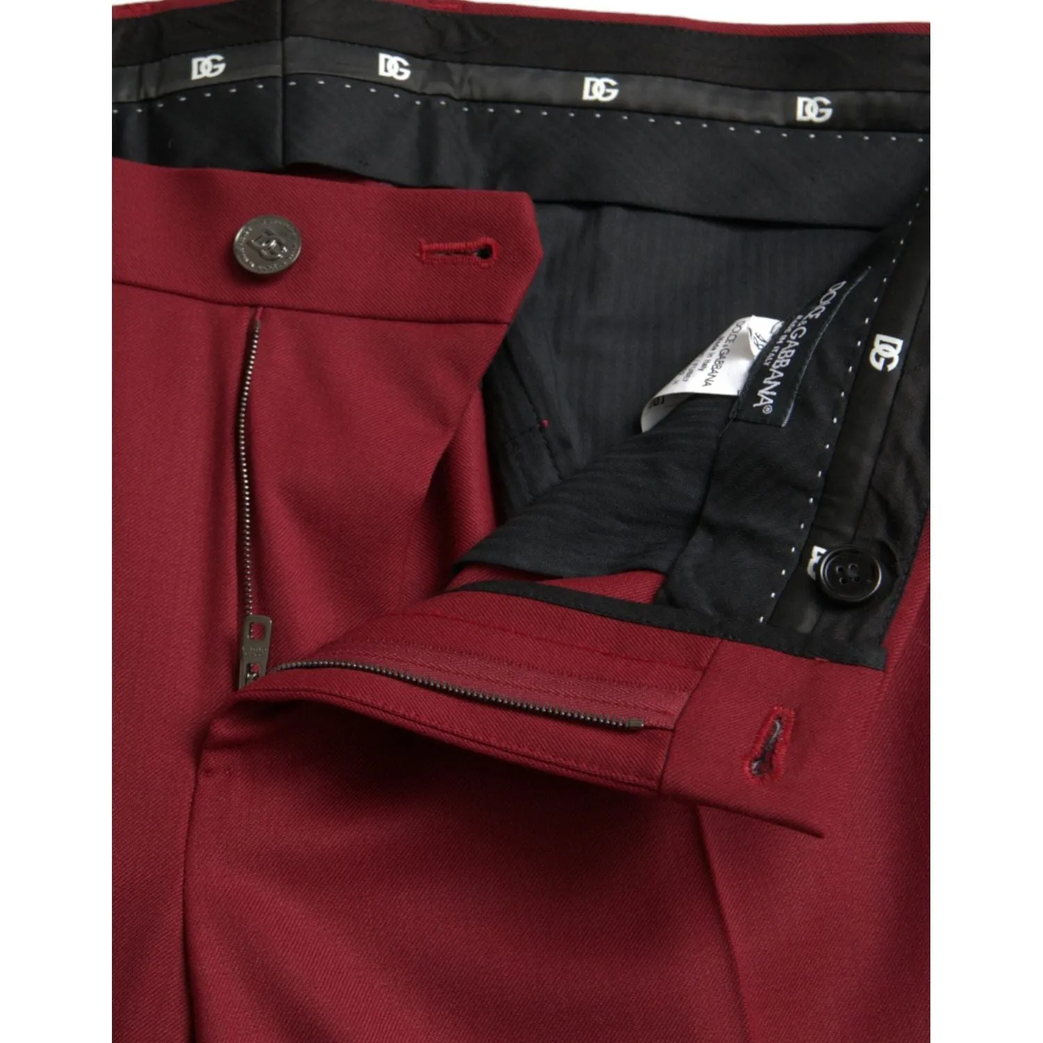 Dolce & Gabbana Red Wool Men Slim Fit Dress Pants