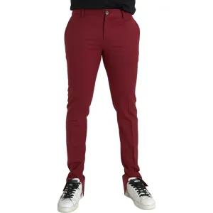 Dolce & Gabbana Red Wool Men Slim Fit Dress Pants