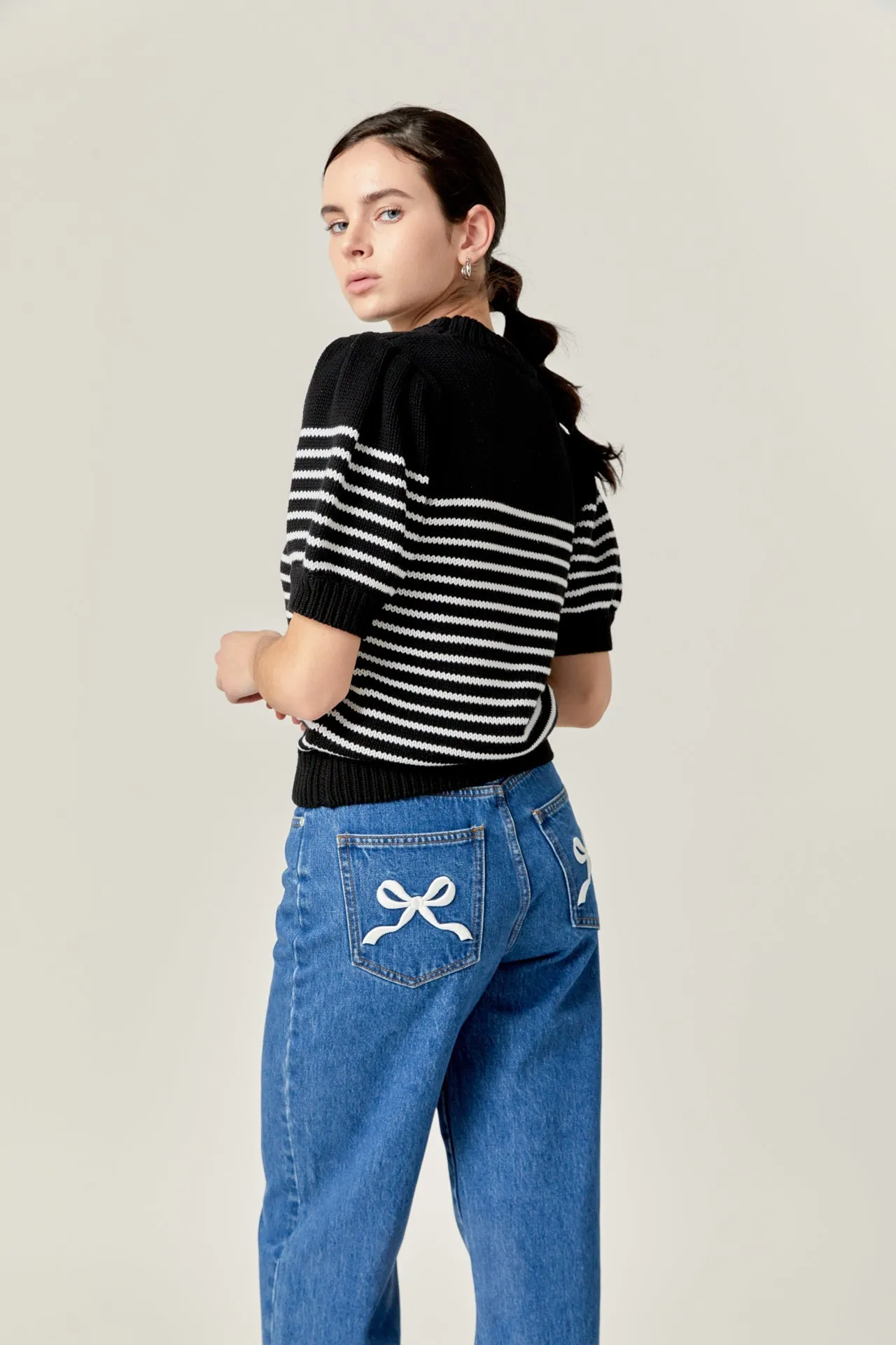 English Factory - Embroidered Bow Denim