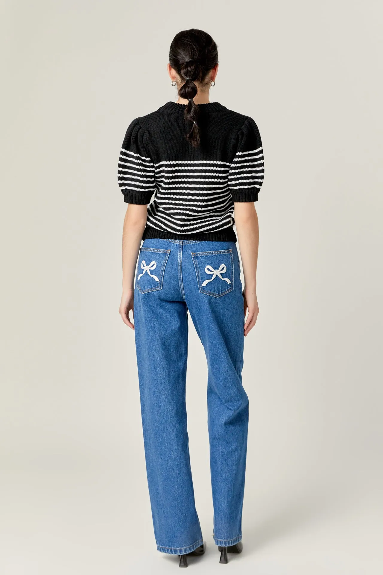 English Factory - Embroidered Bow Denim