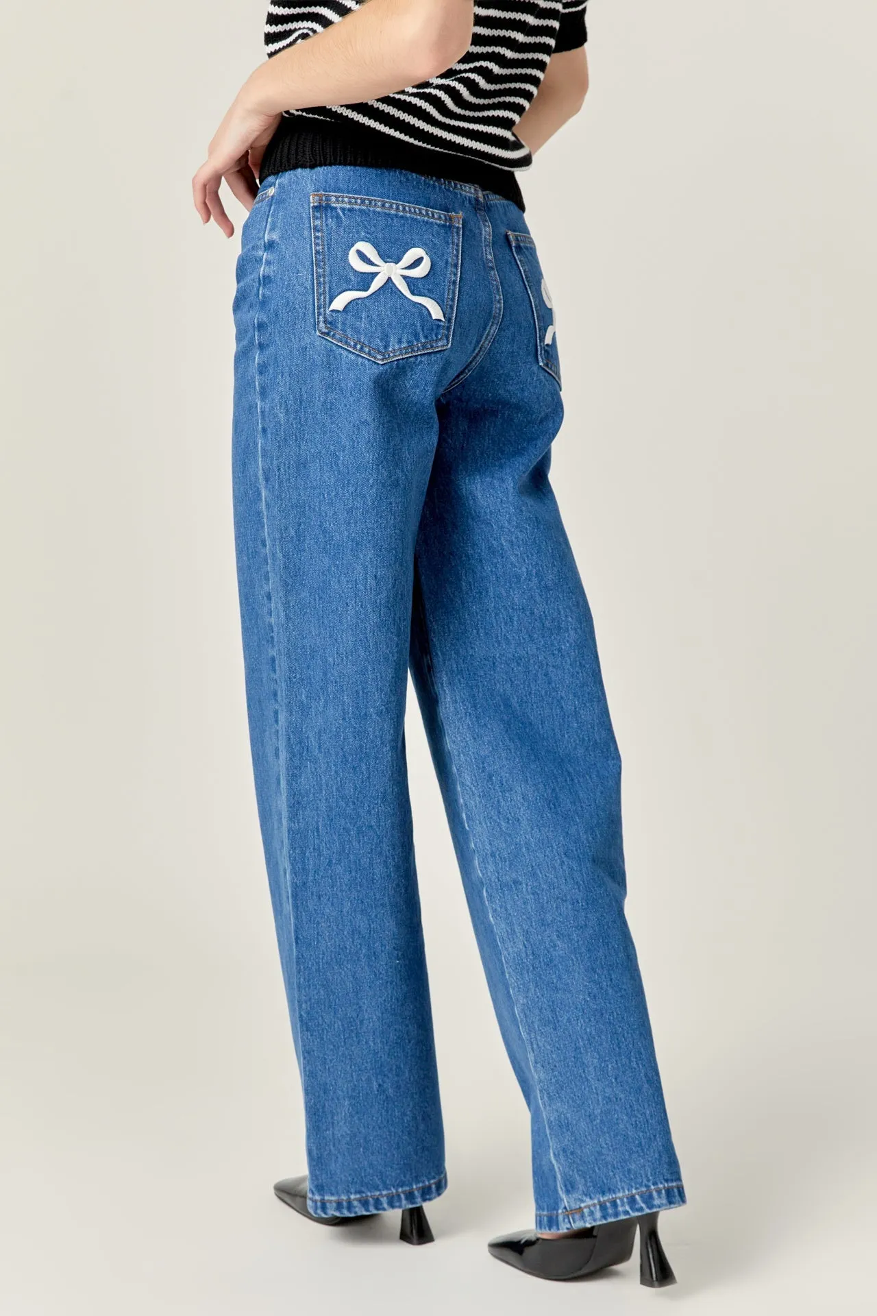 English Factory - Embroidered Bow Denim