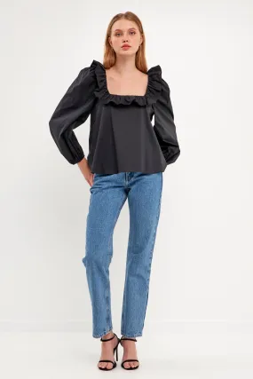 English Factory - Square Neck Long Sleeve Top