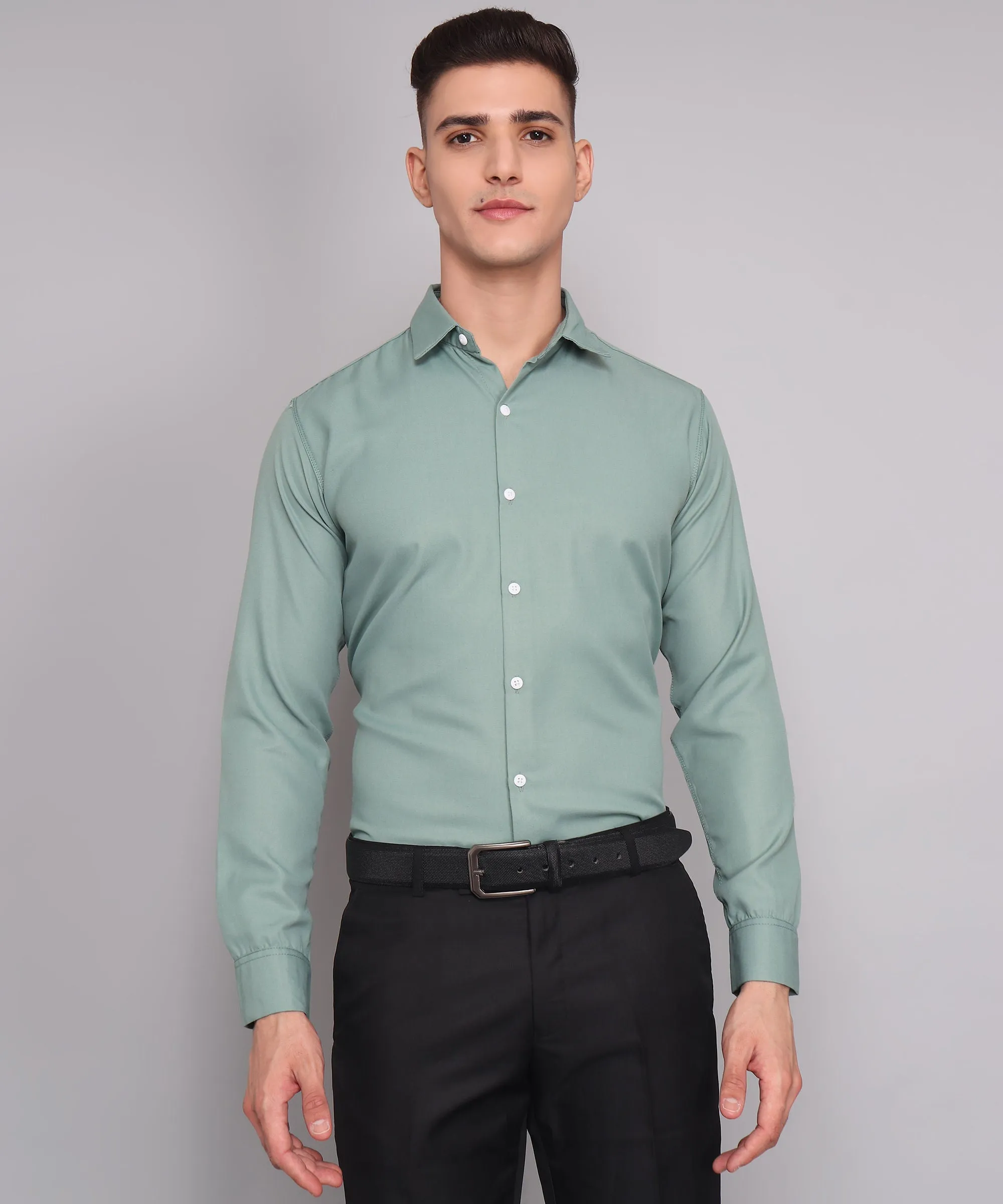 Exclusive TryBuy Premium Ocean Green Button-Up Shirt for Men