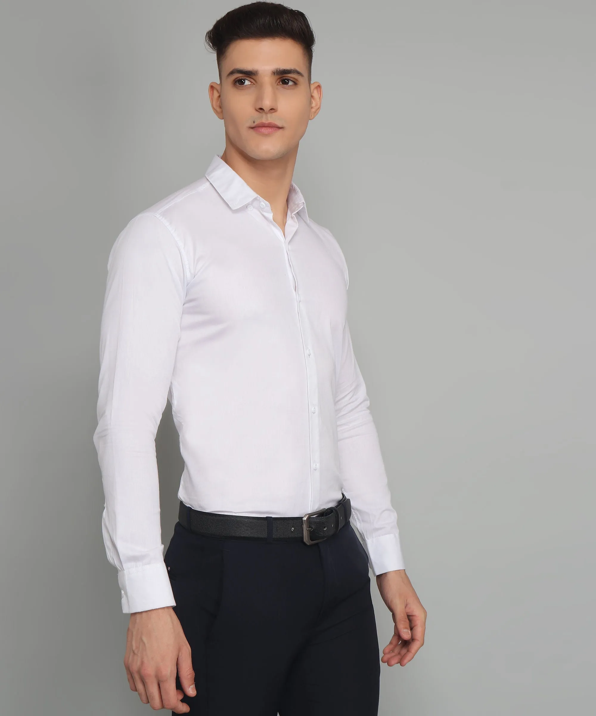 Exclusive TryBuy Premium White Button-Up Shirt for Men