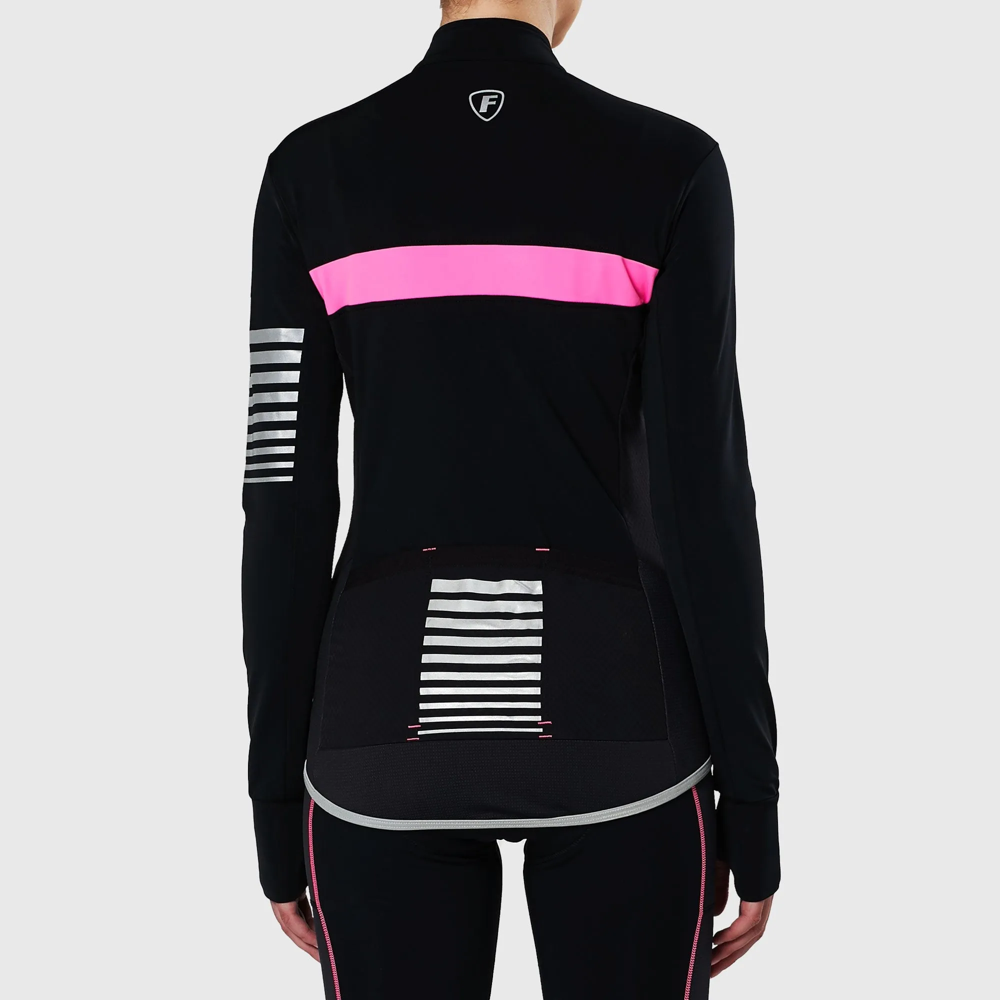 Fdx Women's & Girl's Set All Day Thermal Roubaix Long Sleeve Cycling Jersey & Cargo Bib Tights - Pink