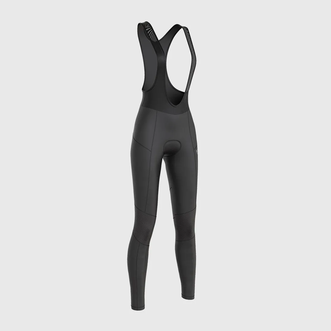 Fdx Women's & Girl's Set Duo Thermal Super Roubaix Black / Grey Long Sleeve Cycling Jersey & Bib Tights