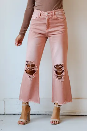 FINAL SALE - Number One Choice Mauve Distressed Flare Jeans