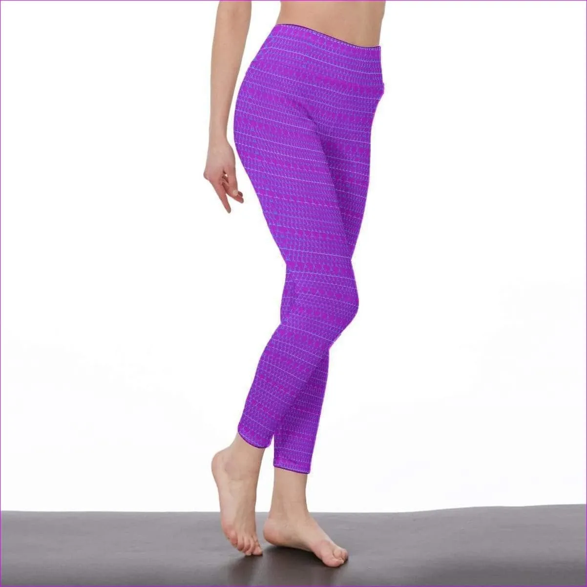 Fishnet Candy Womens High Waist Leggings | Side Stitch Closure - Purple