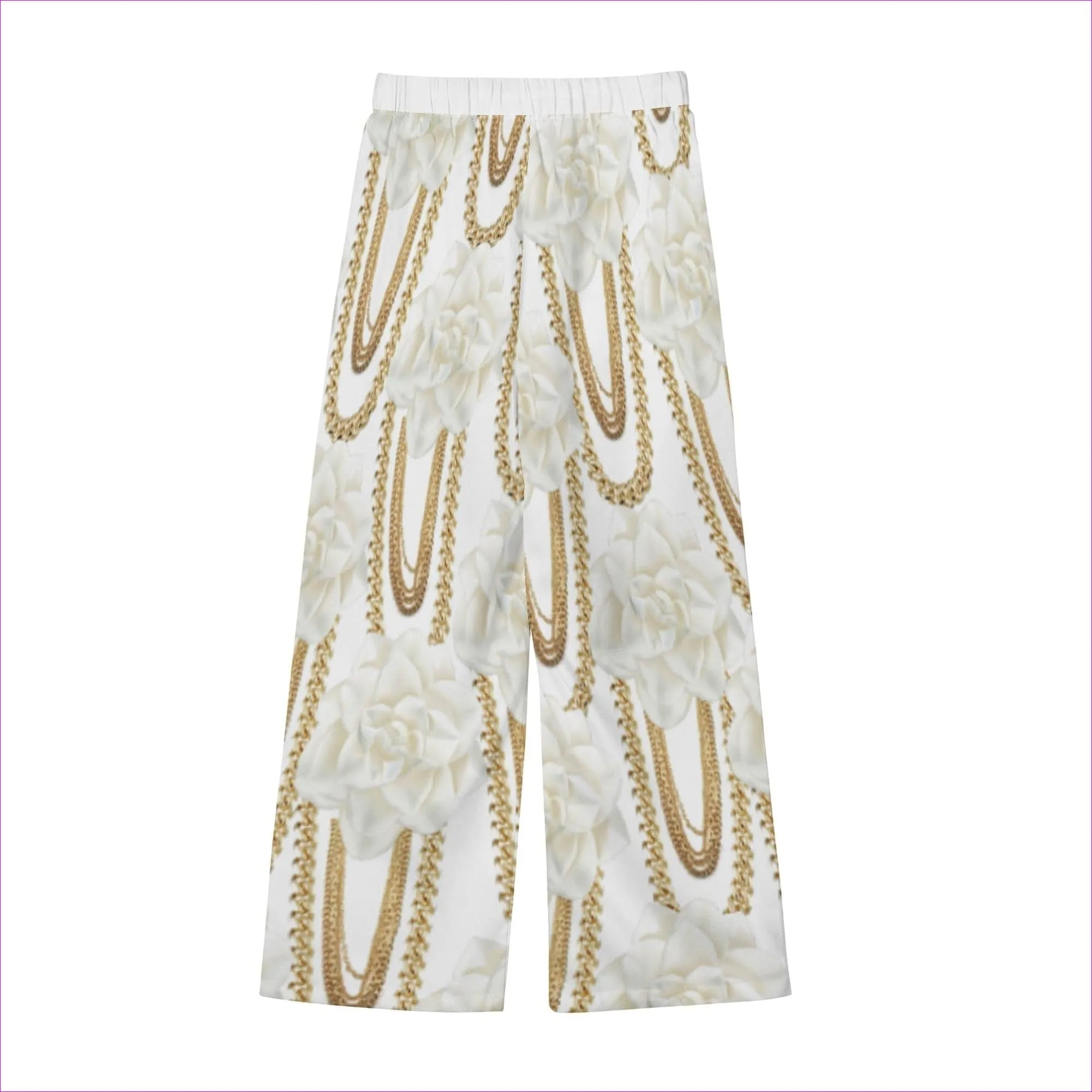 Floral Chain Womens Wide Leg Cropped Pants