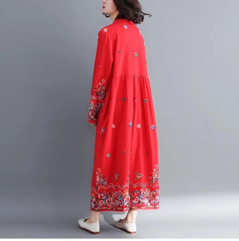 Floral Embroidered Modern Chinese Dress