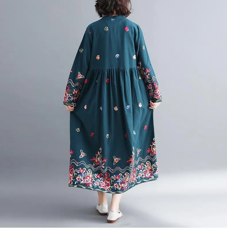 Floral Embroidered Modern Chinese Dress