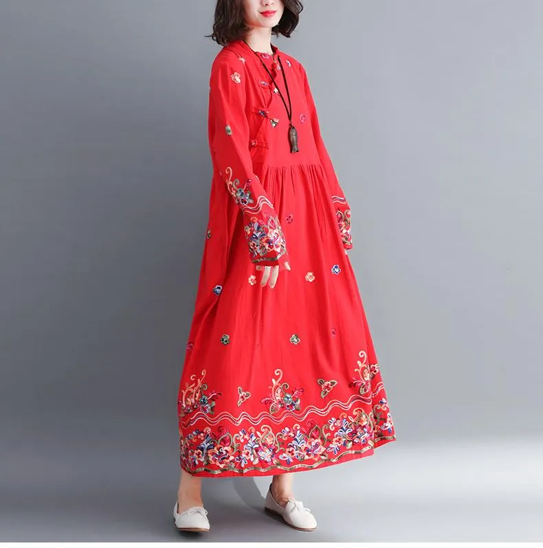 Floral Embroidered Modern Chinese Dress