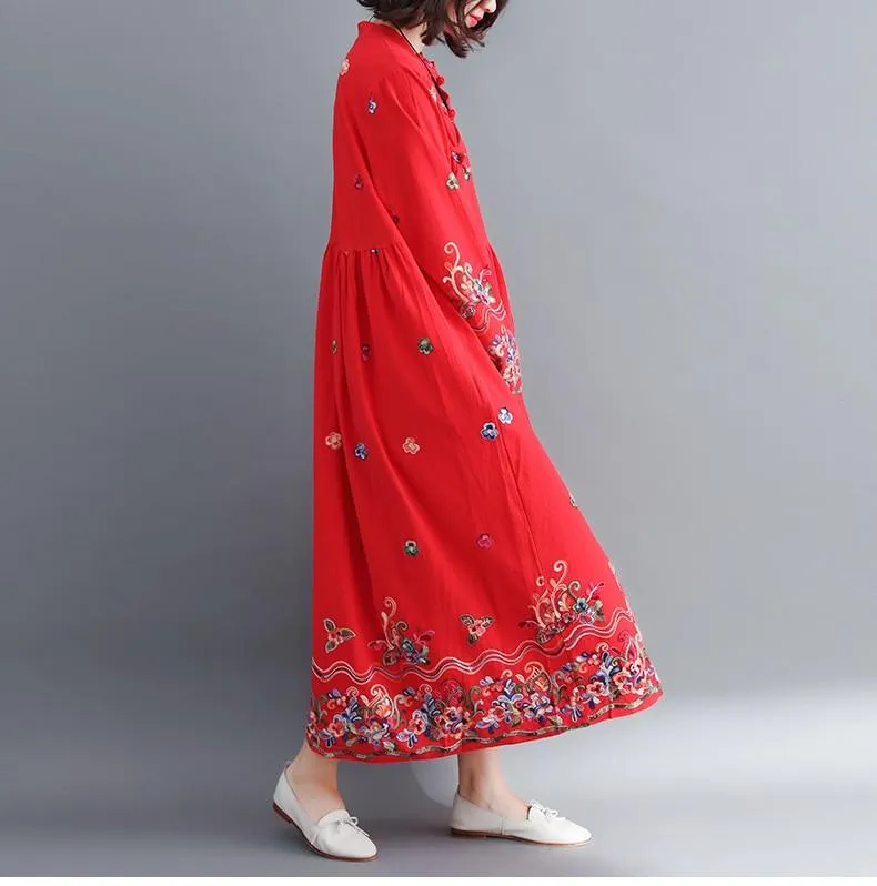 Floral Embroidered Modern Chinese Dress