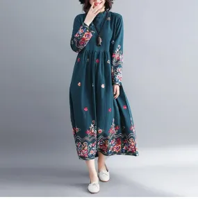 Floral Embroidered Modern Chinese Dress