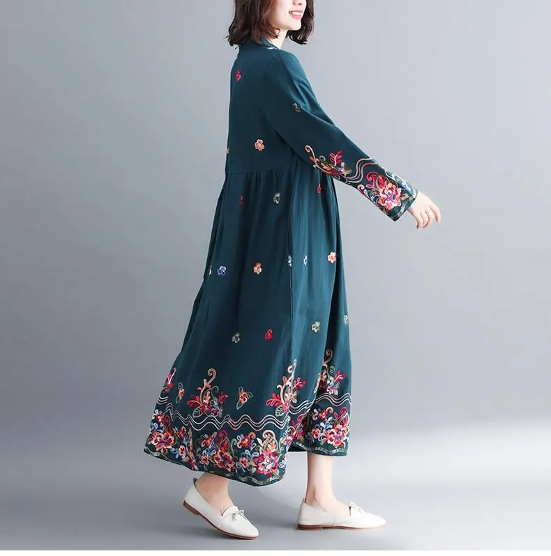 Floral Embroidered Modern Chinese Dress