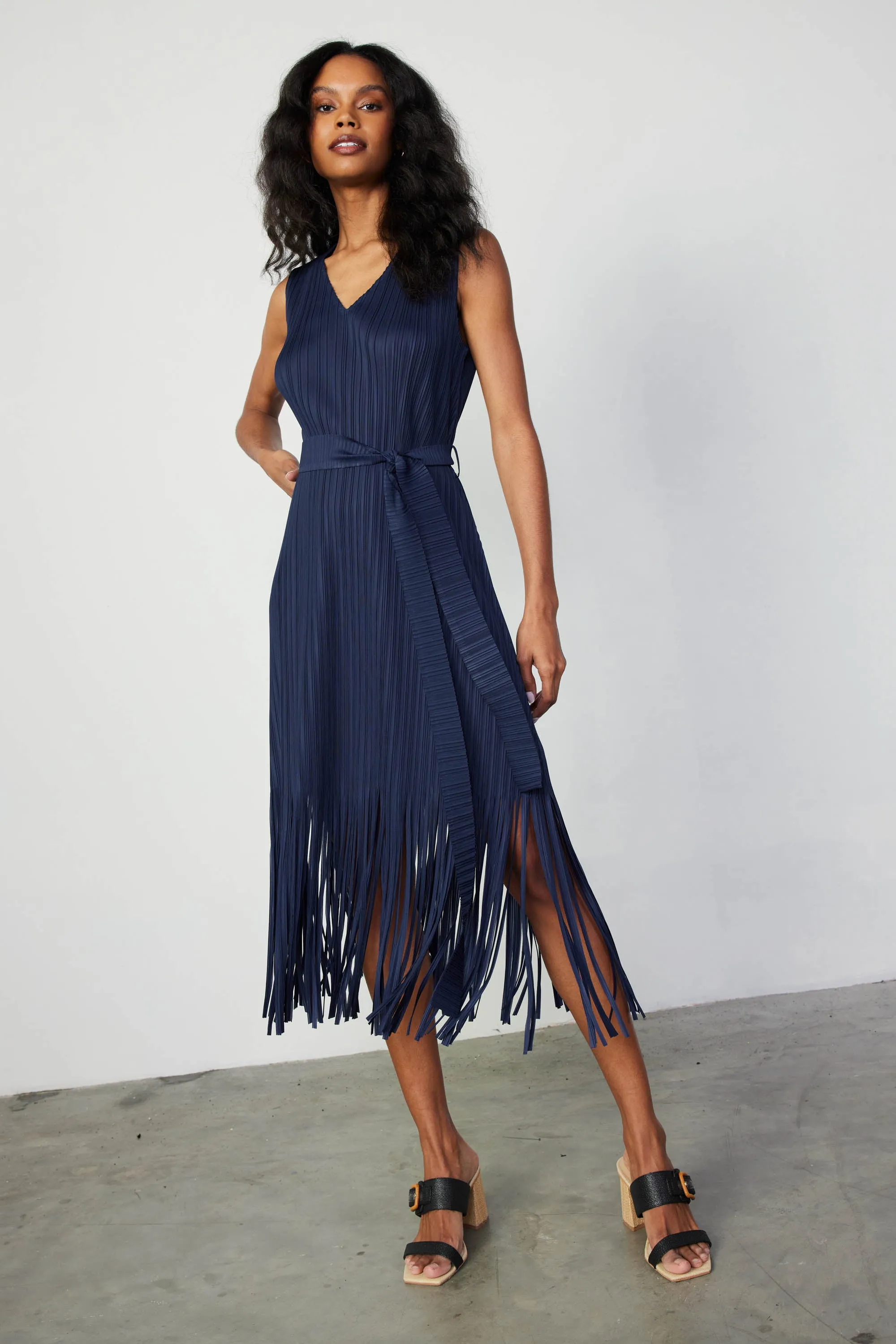 Fringe Skirt Midi Dress