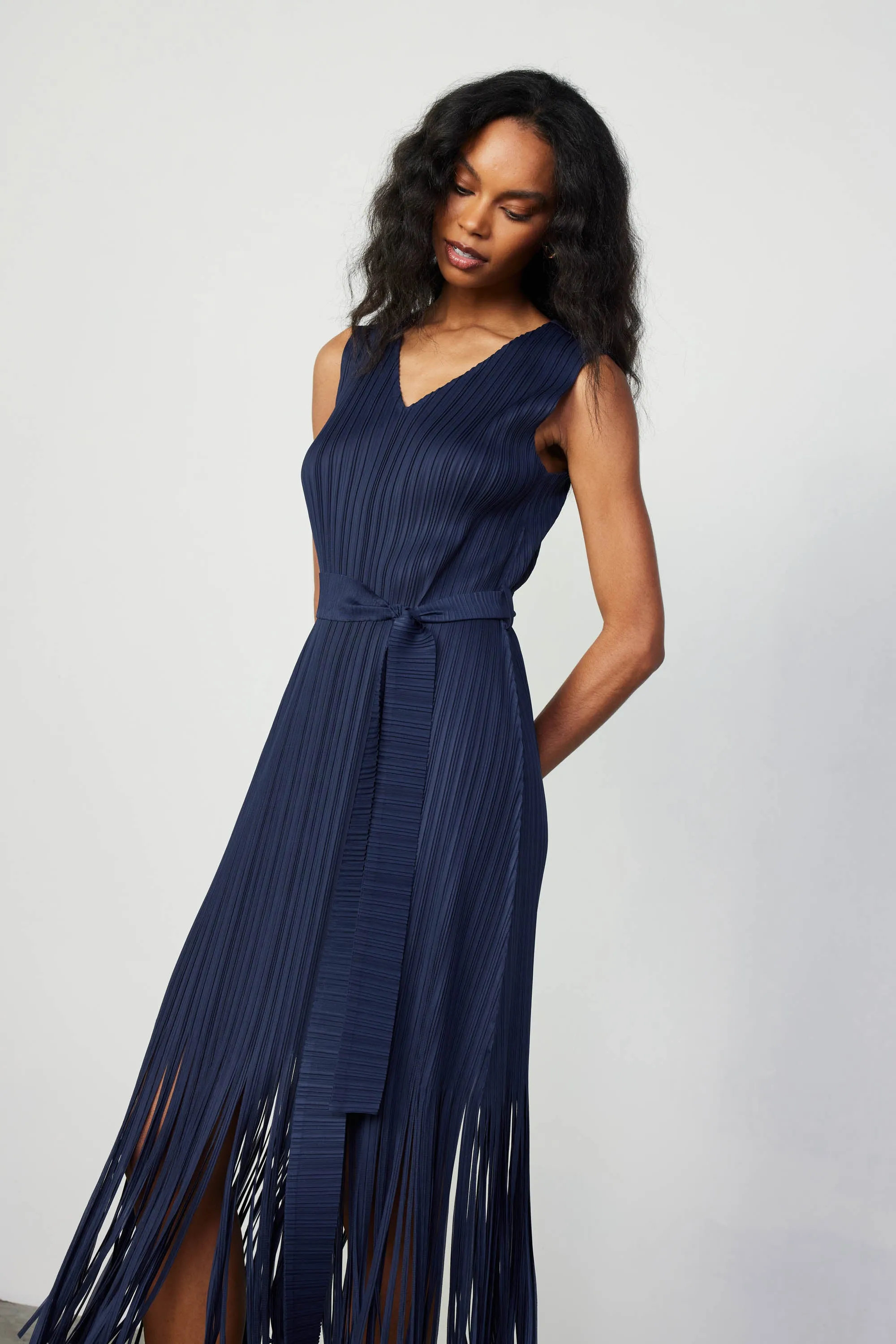 Fringe Skirt Midi Dress