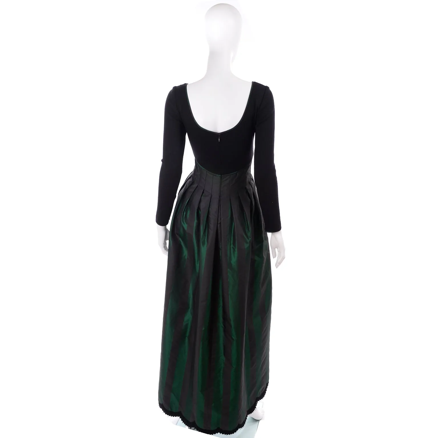 F/W 1989 Geoffrey Beene Black & Green Stripe Evening Dress