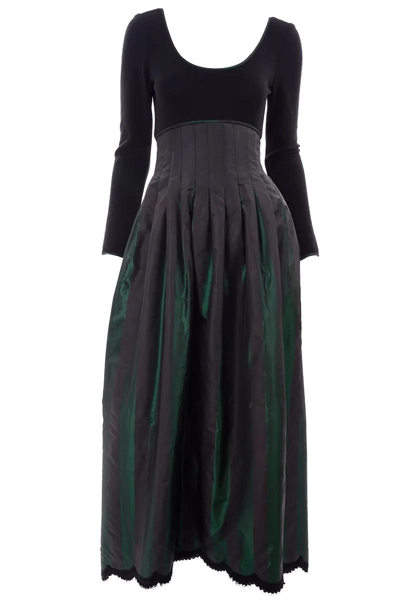 F/W 1989 Geoffrey Beene Black & Green Stripe Evening Dress