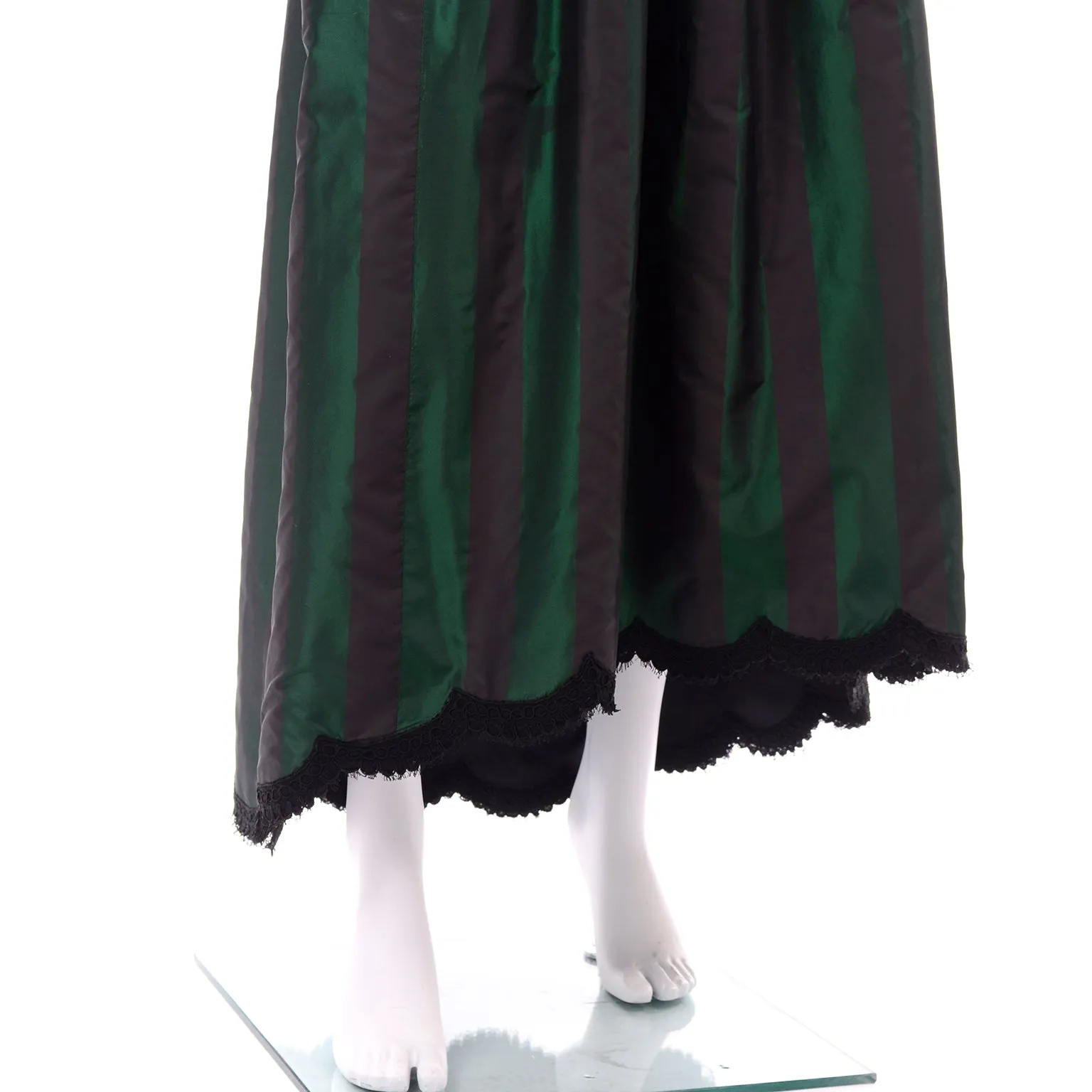 F/W 1989 Geoffrey Beene Black & Green Stripe Evening Dress