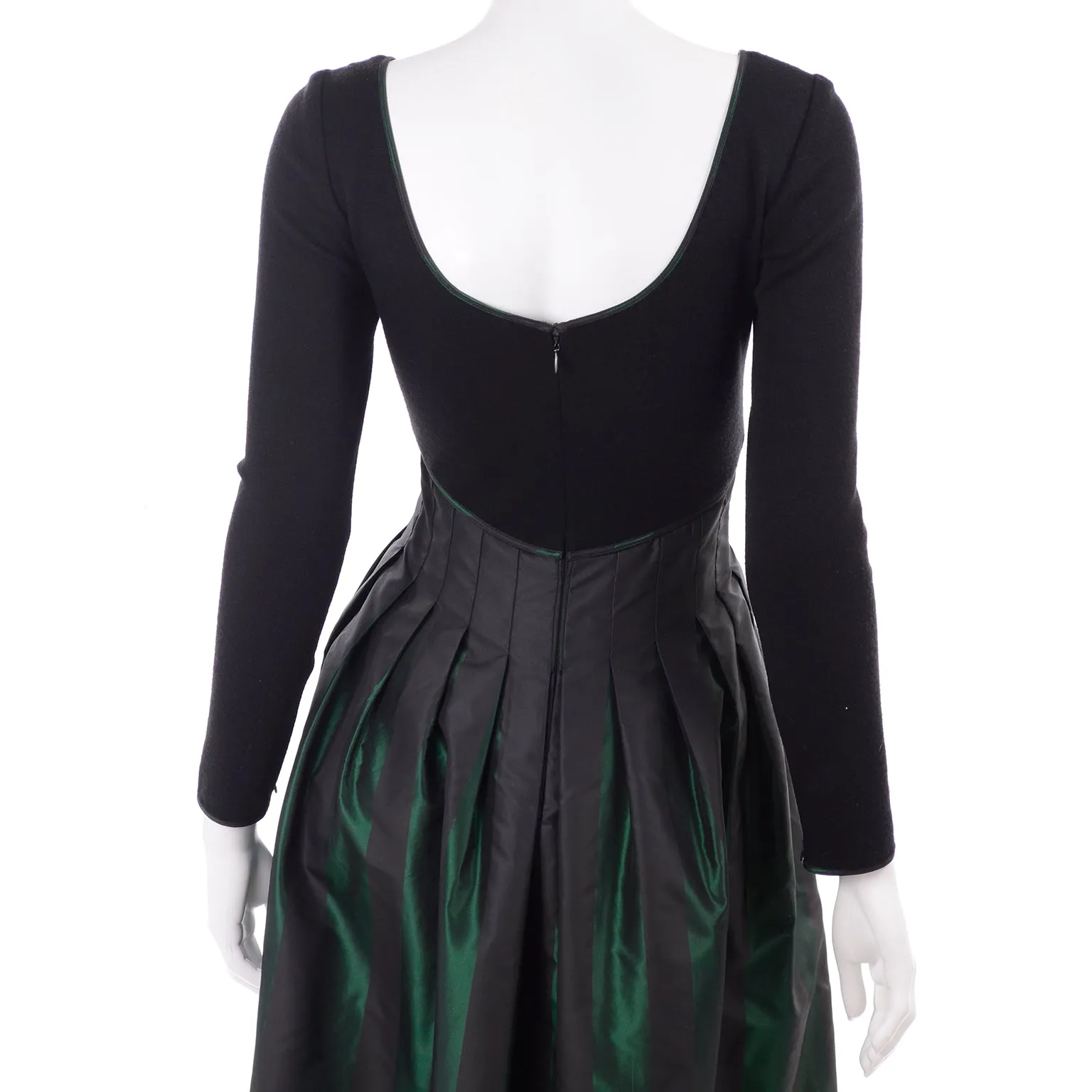 F/W 1989 Geoffrey Beene Black & Green Stripe Evening Dress