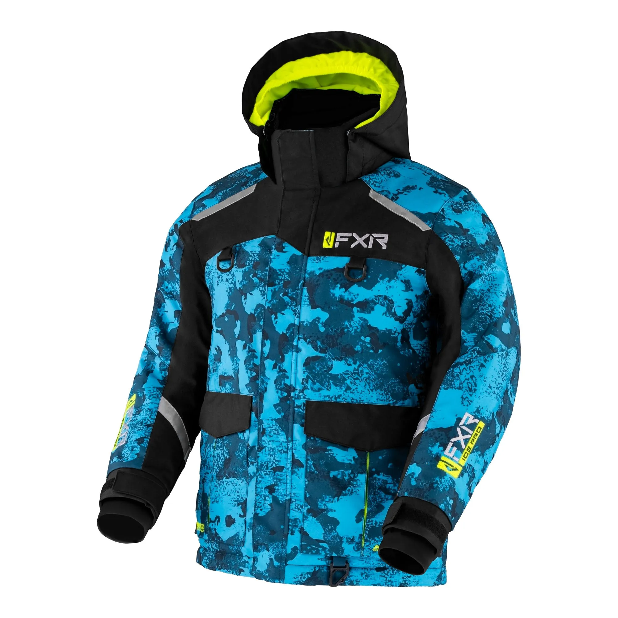 FXR  Child Excursion Snowmobile Jacket HydrX F.A.S.T. Thermal Slate Camo Hi-Vis