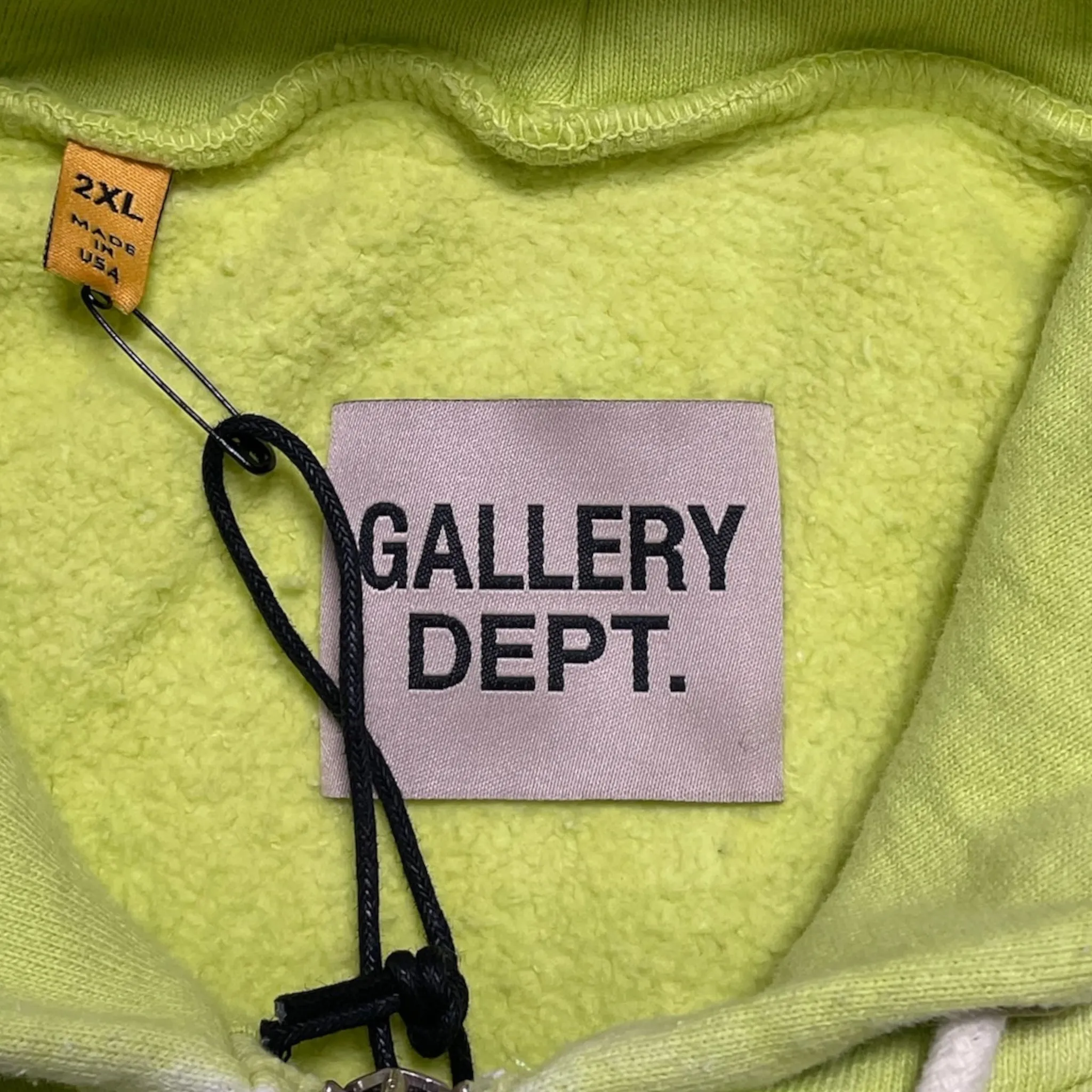 Gallery Department French Logo Zip Up Hooded Sweatshirt Lime Green