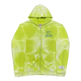 Gallery Department French Logo Zip Up Hooded Sweatshirt Lime Green