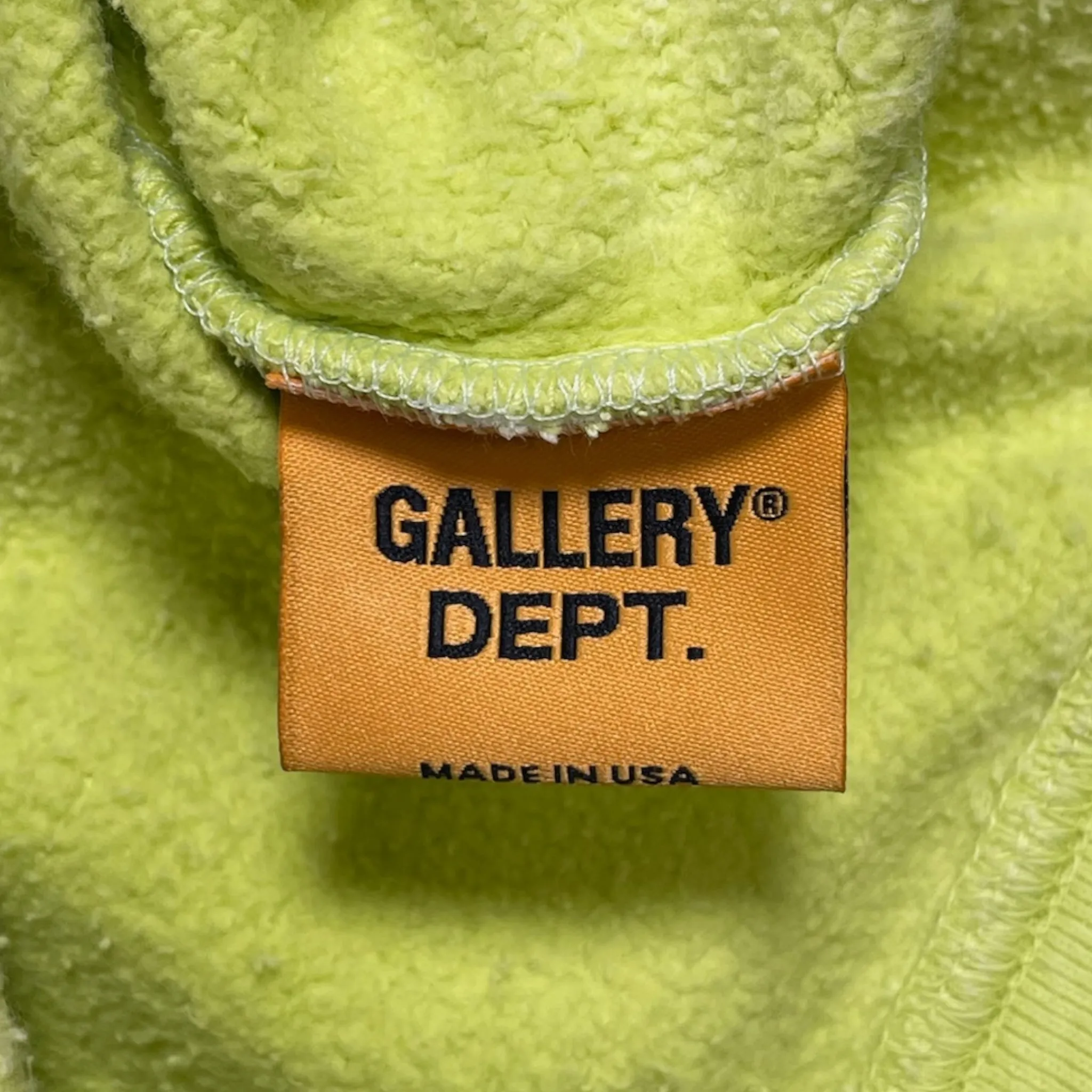 Gallery Department French Logo Zip Up Hooded Sweatshirt Lime Green