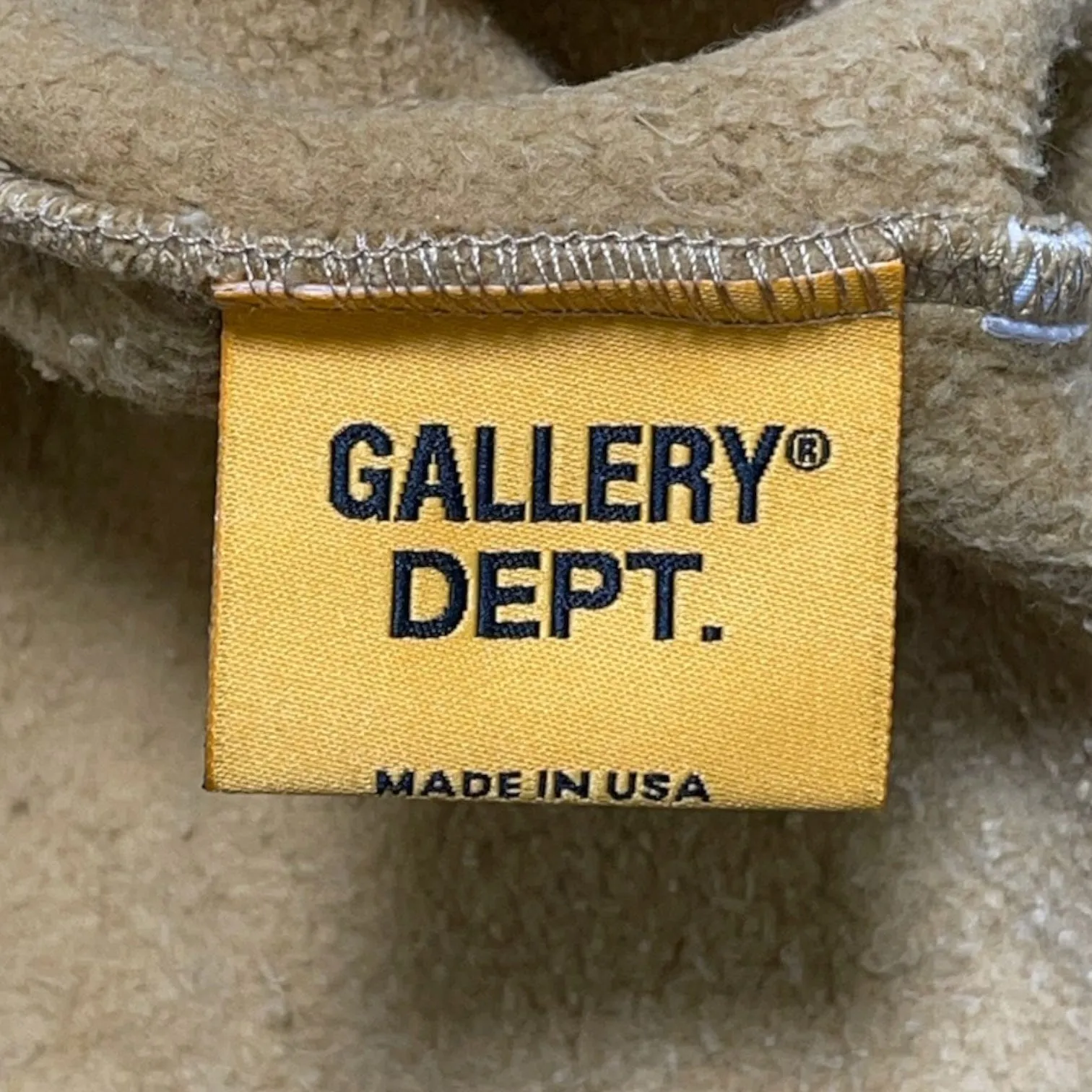 Gallery Department French Logo Zip Up Hooded Sweatshirt Tan