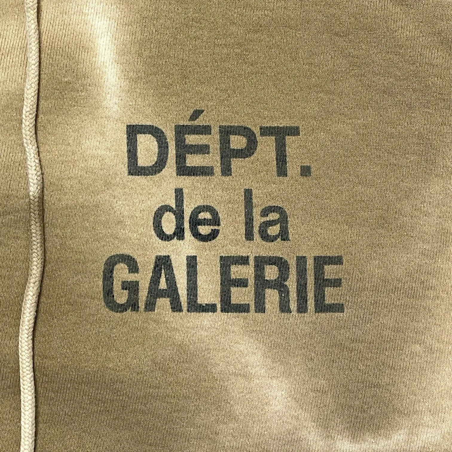 Gallery Department French Logo Zip Up Hooded Sweatshirt Tan