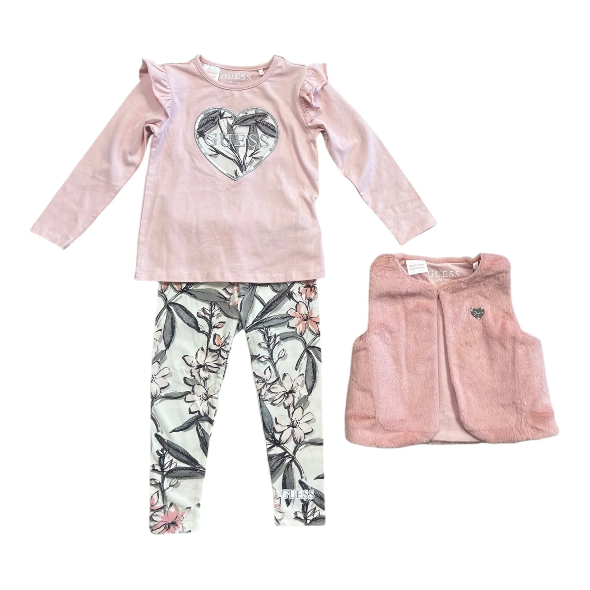 Guess - 3 piece pink and floral legging set