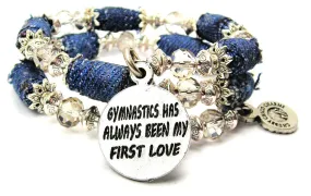 Gymnastics Has Always Been My First Love Blue Jean Beaded Wrap Bracelet