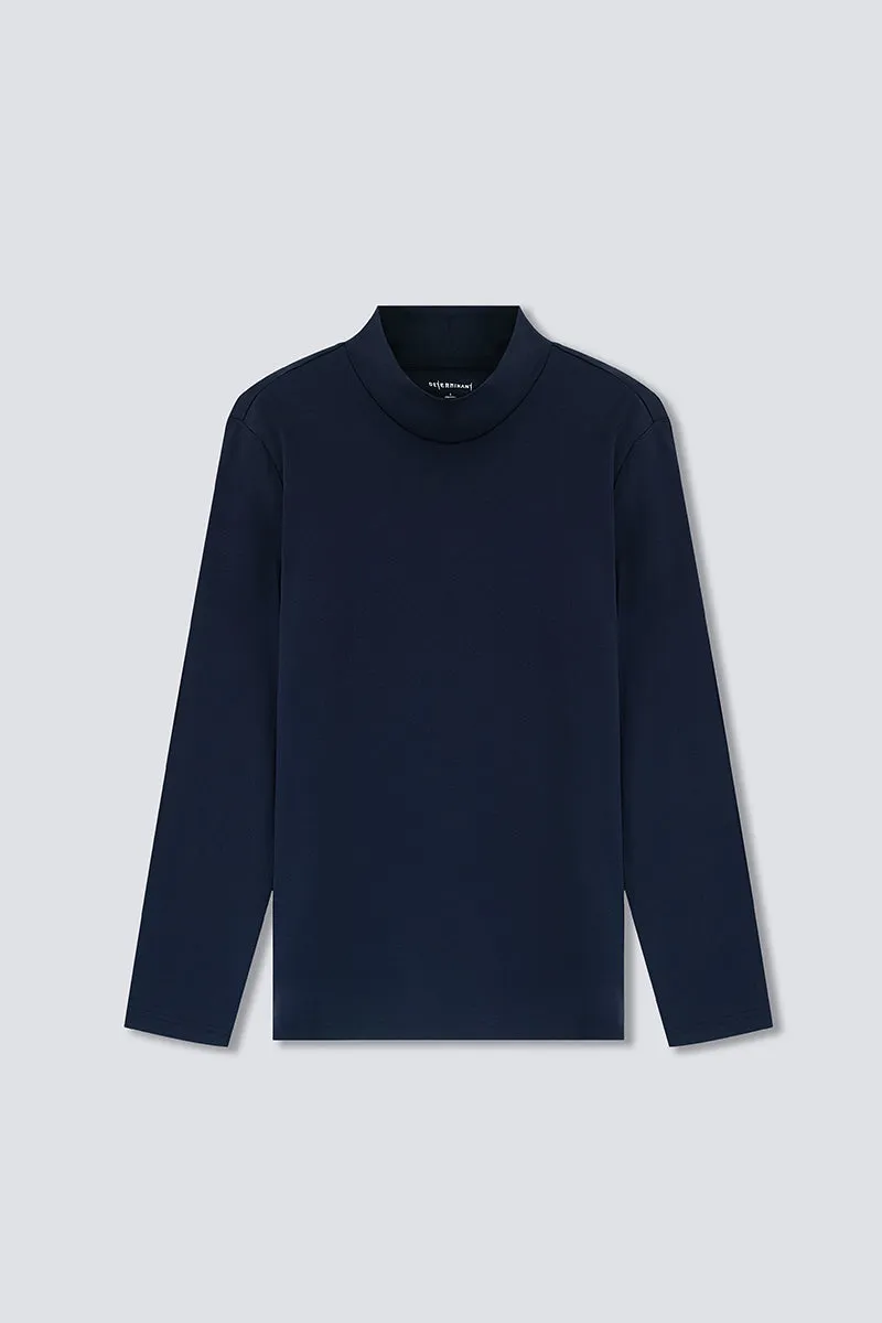 HeatGuard Mock Neck Long Sleeve T-Shirt | Navy NNY096