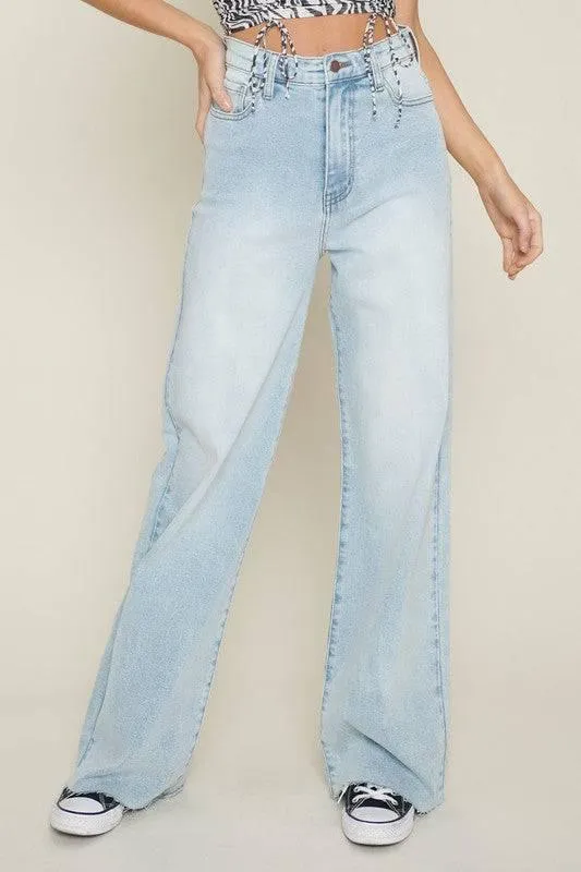 High waisted wide leg jeans