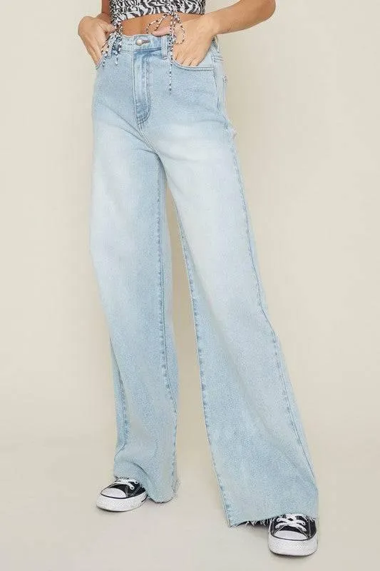 High waisted wide leg jeans