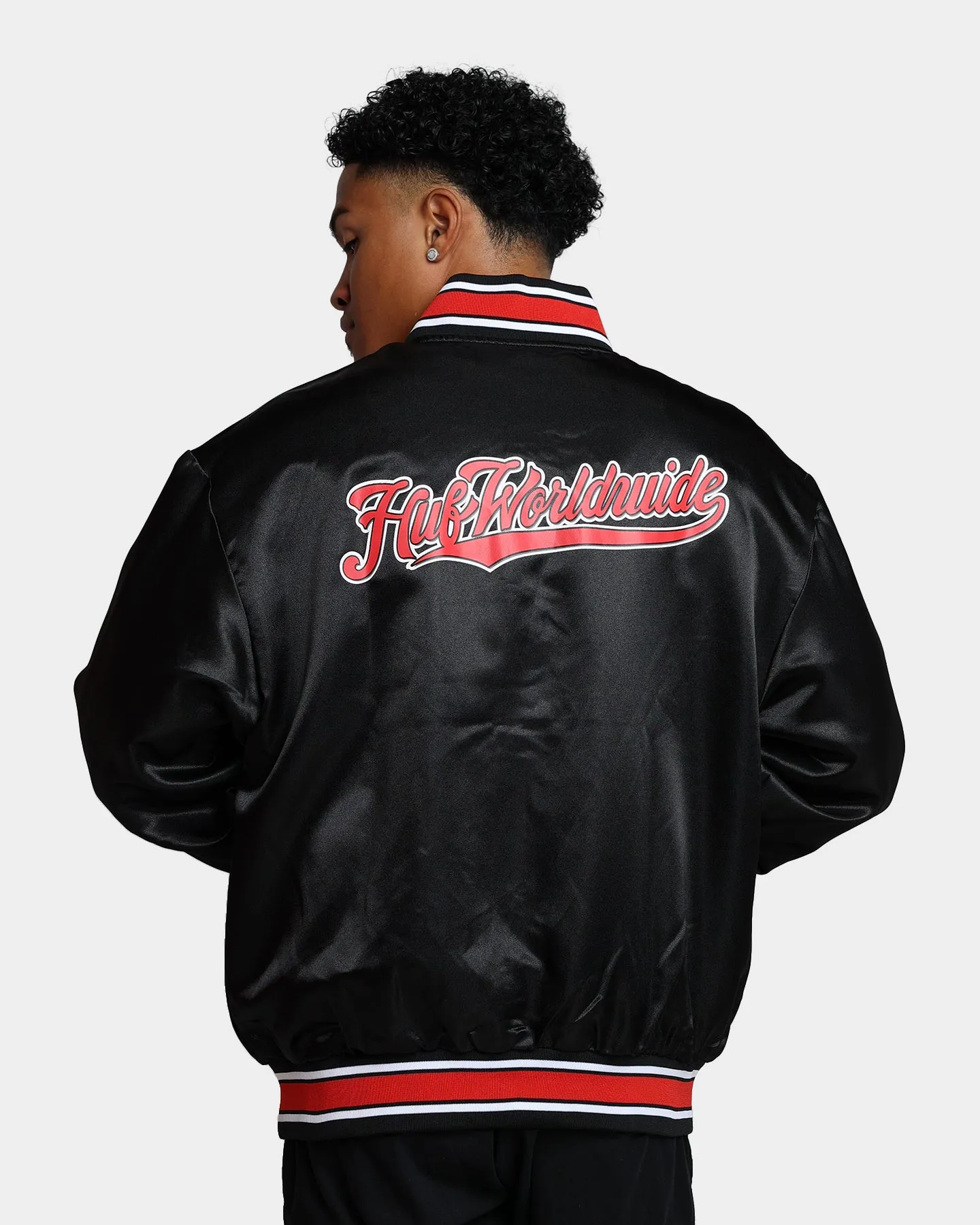 HUF Crackerjack Satin Baseball Jacket Black