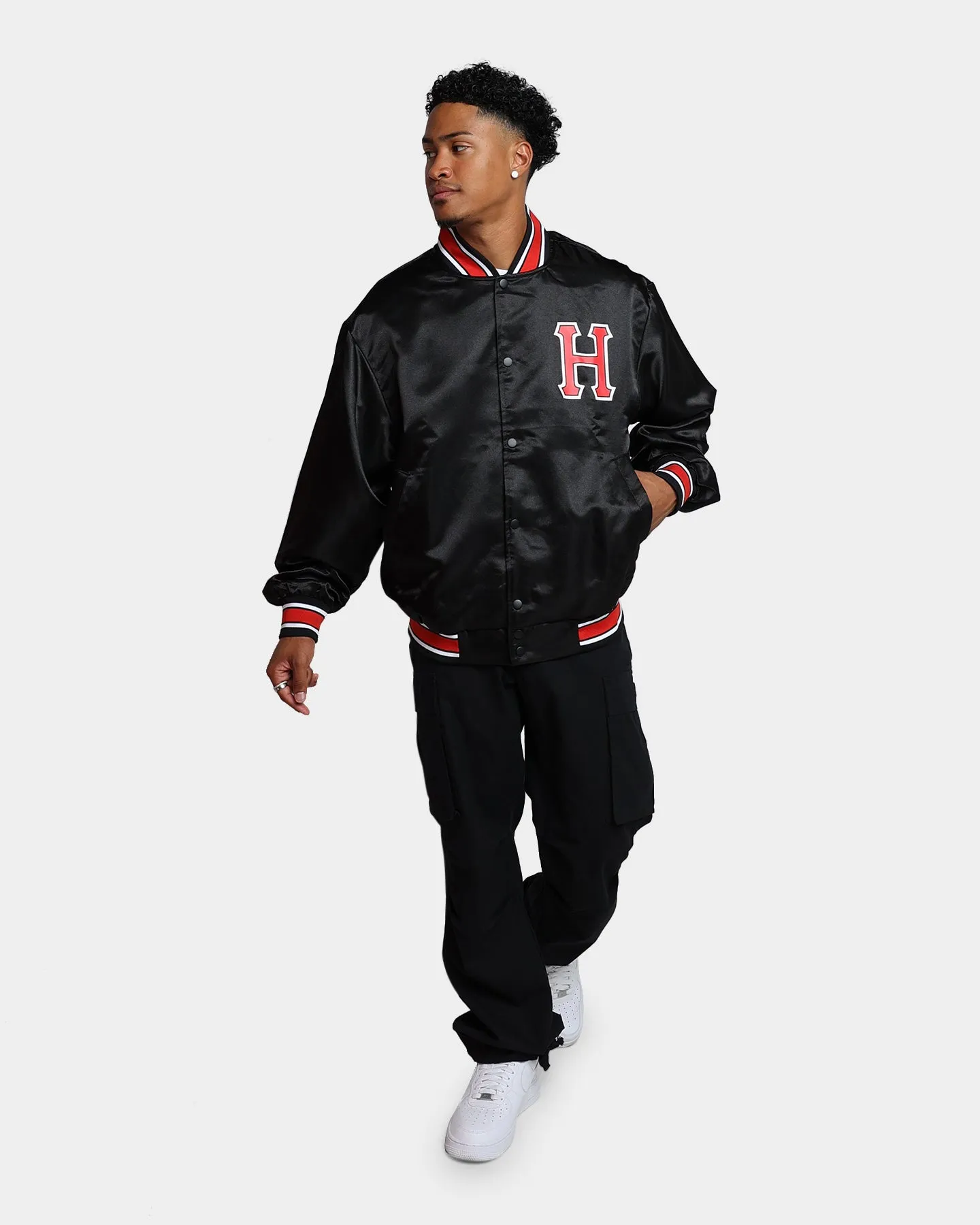 HUF Crackerjack Satin Baseball Jacket Black