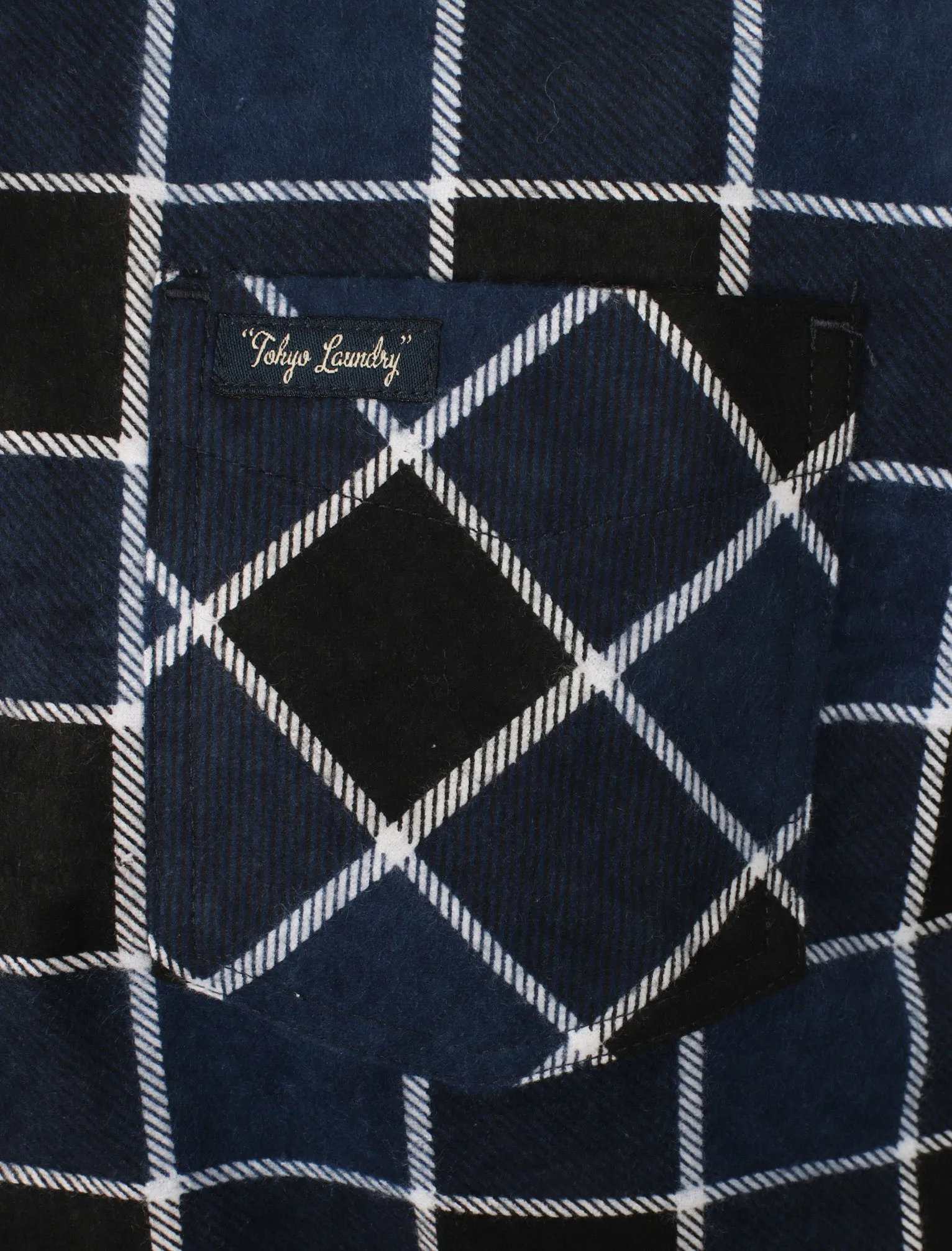 Hulverston Checked Cotton Flannel Shirt In Mid Blue - Tokyo Laundry