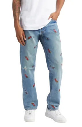 ICECREAM All Caps Embroidered Jeans, Strawberry Fit