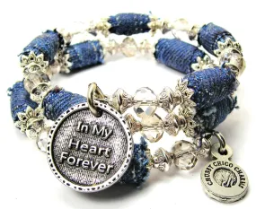 In My Heart Forever Blue Jean Beaded Wrap Bracelet