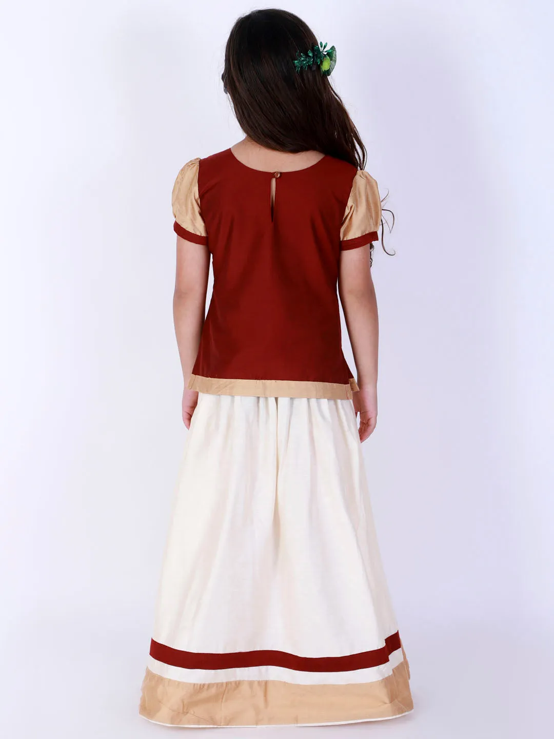 Jashvi Maroon And Cream South Collection Sibling Set