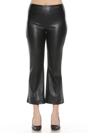 Joseph Ribkoff Black Faux Leather Cropped Flared Pants 243260