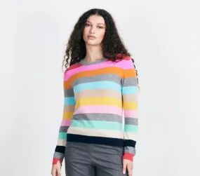 JUMPER 1234~ Cashmere multi stripe crew sweater