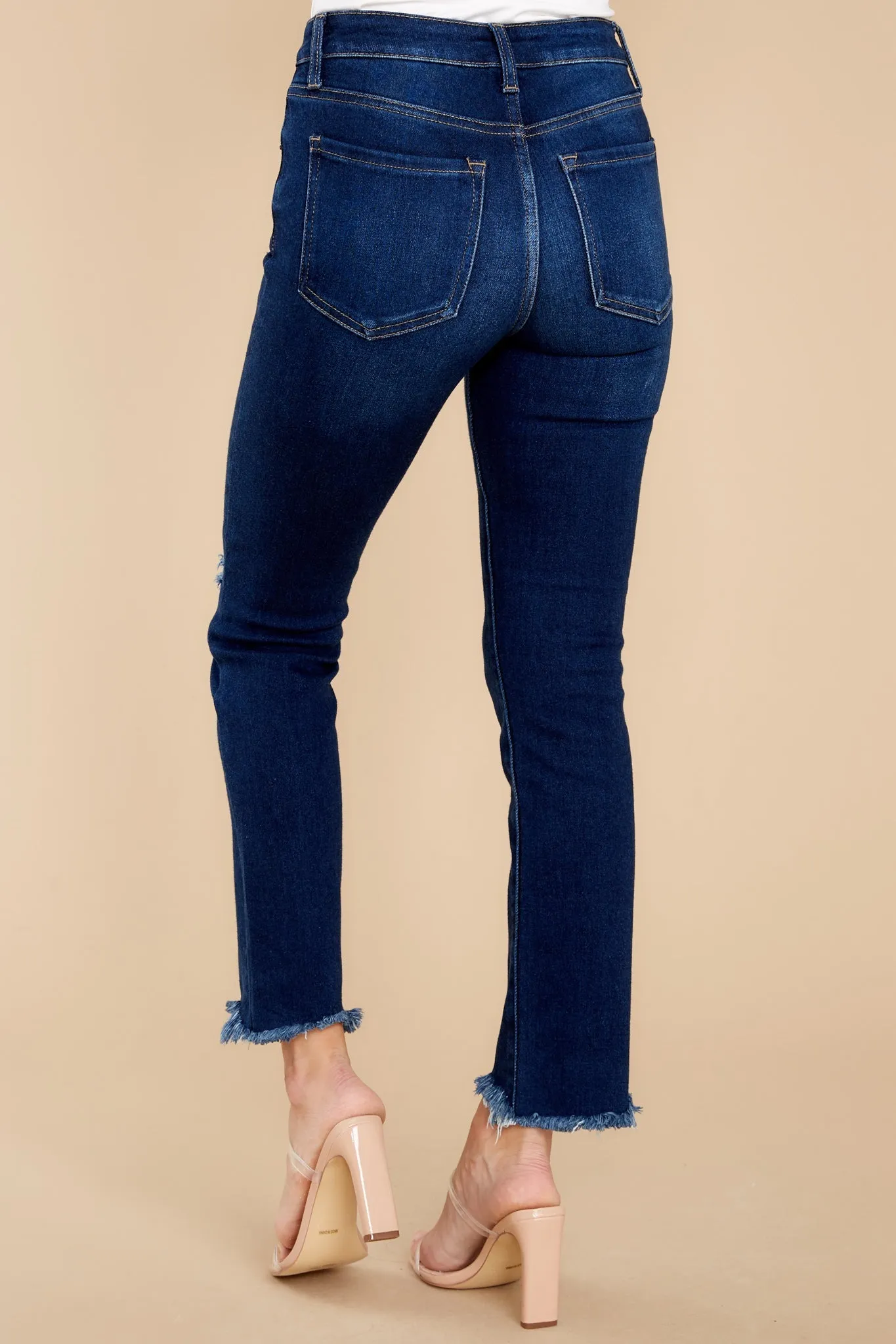 Just The Right Time Dark Wash Distressed Jeans